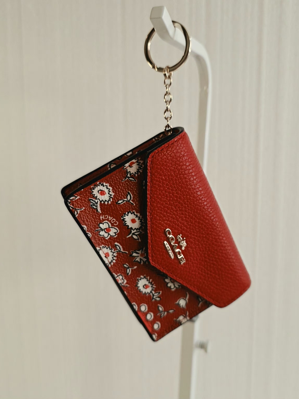 Coach Wild Heart Envelope Card Case Wallet Keyring Red 57835